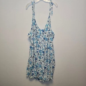 Old Navy Women's Blue Floral Pockets Cotton Swing Mini Dress Plus Size 4X - Picture 1 of 7