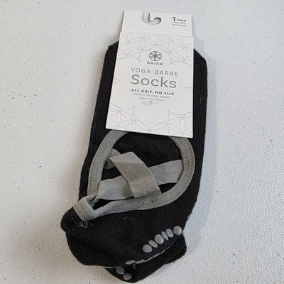 Gaiam Super Grip Yoga-Barre Socks  Black One Size Fits Most All Grip Nwt 1 Pair - Image 1 of 2