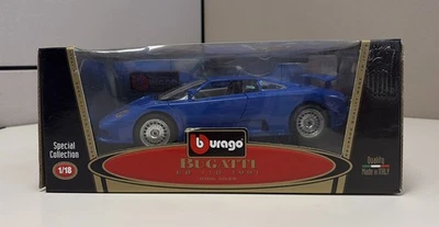 Burago 3035 Bugatti EB 110 1991 Blue Diecast Model Car 1/18 Scale Made In Italy - Image 1 of 4