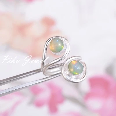 Anello scintillante in argento sterling 925 con pietra preziosa opale... - Immagine 1 di 4