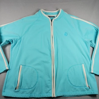 Women's Liz Claiborne Torqoise Long Sleeve Full Zip Sweatshirt 3X Sporty Classic - Image 1 of 4