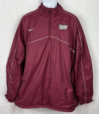 Nike Indiana Pennsylvania IUP Crimson Hawks 1/4 Zip Windbreaker Men’s Size XL - Image 1 of 4
