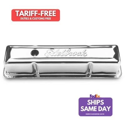 Edelbrock 4649, 2 Pack Chrome Steel Signature Series V/C'S - Sbc Tall Performanc - Image 1 of 4