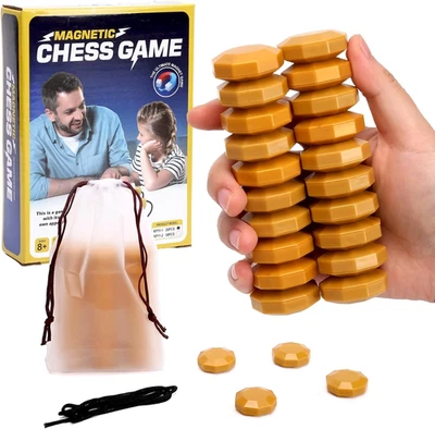 Magnetic Chess Game, Portable Magnet Stone Games with String, Party Travel Campi - Image 1 of 4