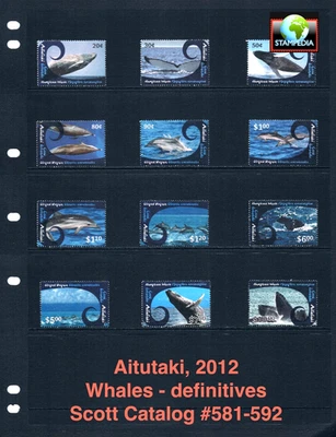 $55.00 Scott Value - 2012 AITUTAKI Whales South Pacific definitive CV MNH NH UMM - Image 1 of 4