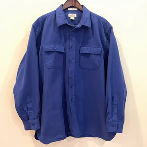LL Bean Shirt Mens 2XL Blue Chamois Cloth Traditional Fit Cotton Flannel - Picture 1 of 13