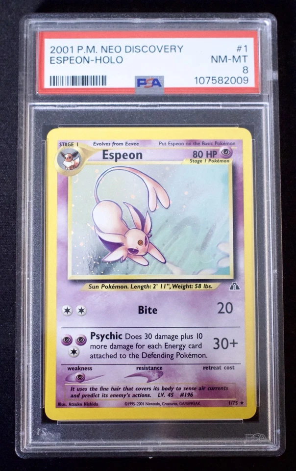 Pokemon Neo Discovery Espeon Holo 2001 #1/75 English PSA 8 NM/Mint - Image 1 of 2