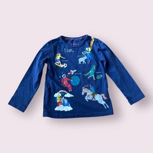 Mini Boden Shirt Girls Size 5-6Y Blue Multicolor "I Can" Long Sleeve - Picture 1 of 5