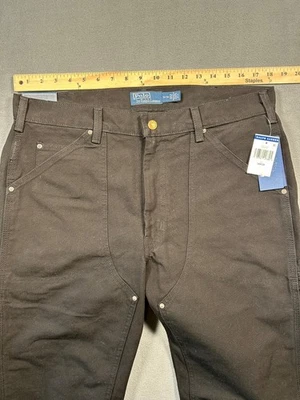 Polo Ralph Lauren Mens Stirrup Carpenter Canvas Double Knee Relaxed Jeans Black - Image 1 of 4