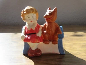 Little Orphan Annie and Sandy Bisque Toothbrush Holder Mid 1930s - Picture 1 of 5