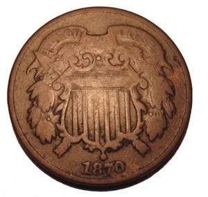 Old US Coins 1870 Obsolete Two Cent Piece - Picture 1 of 2
