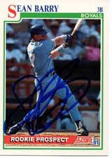 Sean Berry Kansas City Royals 1991 Score Rookie Signed Card