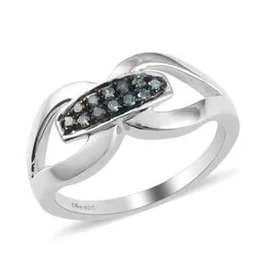 Echter blauer Diamant Schnallenring in Platin über Sterlingsilber Größe 7 - Bild 1 von 7