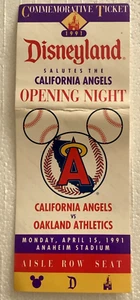 Biglietto commemorativo 1991 Disneyland Salutes CA Angles Opening Night 15 aprile - Foto 1 di 4