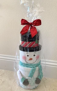 20" Tall Snowman Holiday 3 Stackable Storage Container Gift Boxes Hard Cardboard - Picture 1 of 12