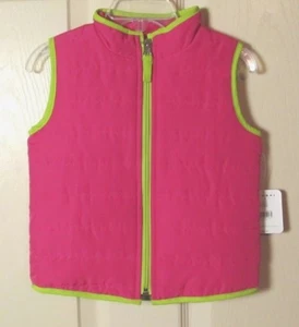 NUEVO CON ETIQUETAS J Caqui Niño Niña Rosa/Verde Lima Chaleco Puff Talla 2T - Imagen 1 de 4