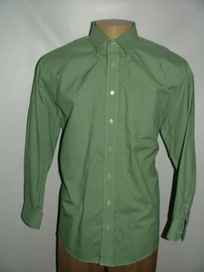 MENS JOHN W NORDSTROM DRESS SHIRT SIZE 17 1/2 34 GREEN WHITE PLAIDS #200 - Picture 1 of 5