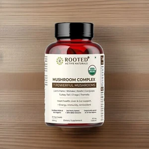 Rooted Mushroom Complex 7 Mushrooms Mix 60 Caps Lions Mane Shiitake Reishi ++ - Picture 1 of 1
