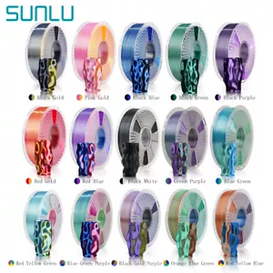 SUNLU Silk Textures PLA+ 3D Printer Filament Dual/Triple Color 1KG 1.75mm Smooth - Picture 1 of 23