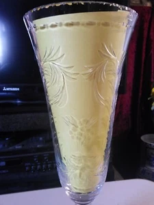 Hawkes Cut Glass Signed Vase 14" Tall Trumpet Vase THIN CRYSTAL GLASS Antique - Bild 1 von 12
