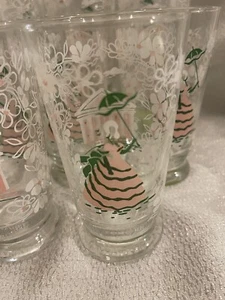 Vintage Libbey Glass Tumbler 5 1/4” Southern Belle Magnolia Antebellum Set of 6 - Picture 1 of 3