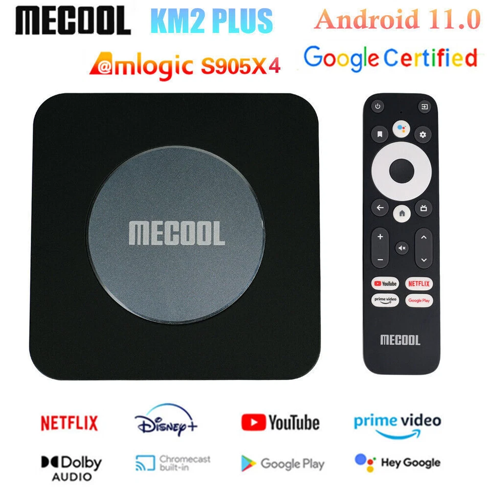 MECOOL KM2 Plus Android 11 TV Box 2G 16G S905X4-B Wifi BT5.0 Netflix 4K HDR Box - Image 1 of 4