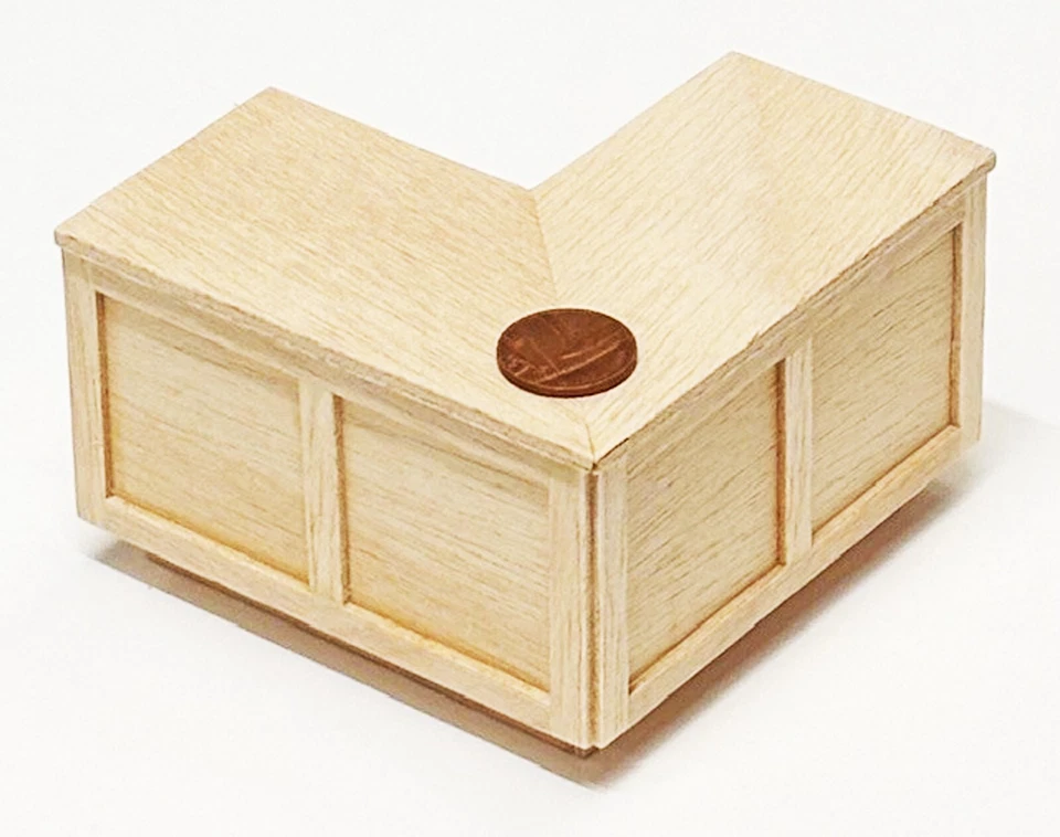 Dolls House Corner Bar Counter S Natural Finish Wood 1:12 Scale Miniature tumdee - Image 1 of 4