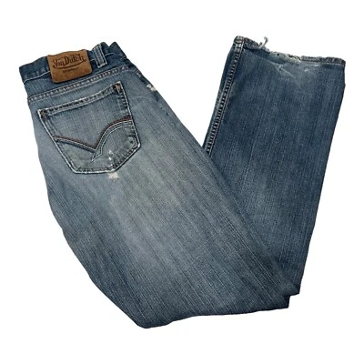 Pantalones de mezclilla Von Dutch hechos a medida originales vintage para hombre desgastados talla 34x32 boho Foto 1 de 4