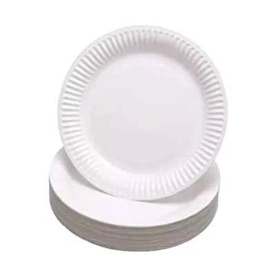 100 Disposable Plates Heavy Duty White Paper Plates 9" - Image 1 of 4