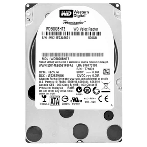 Hard Drive WD WD5000BHTZ 500GB 64MB 10,000RPM SATA III 2.5'' Velociraptor - Picture 1 of 5