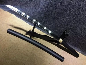 Spada samurai giapponese T10 argilla temperata nero opaco Shirasaya Wakizashi fatta a mano - Foto 1 di 11