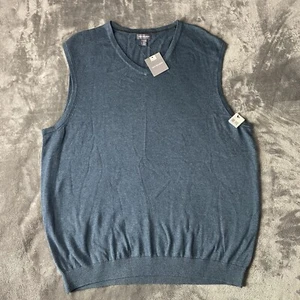 Van Heusen Vest Mens XL Sweater Wing Teal Sleeveless Stretch V Neck NWT - Picture 1 of 10