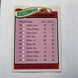 1977 Topps Tampa Bay Buccaneers Unmarked Team Leaders Checklist Card #227 - Picture 1 of 2