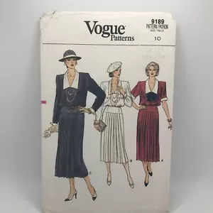 Vogue Patterns 9189 Misses Sz 10 Dress Pull-Over Dress Sewing Pattern FF UC - Picture 1 of 5
