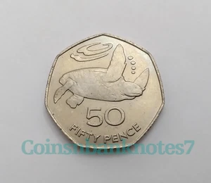 1991 St. Helena 50 Pence Coin, KM #16 Uncirculated / Sea Turtle - Picture 1 of 2