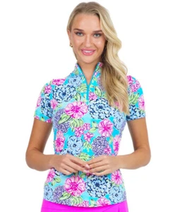 IBKUL Short Sleeve Top Size L Larisa Preppy Golf Tennis Pickleball COOLING New - Picture 1 of 5