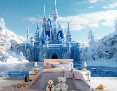 Настенная роспись детский ледяной замок принцессы Эльзы декор для детской комнаты фотообои замороженные - Изображение 1 из 3