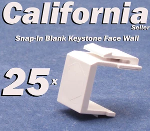 25 Keystone Blank Insert Cover Snap-in Wall Face Plate Hole Jack RJ45 CAT3 White - Picture 1 of 8