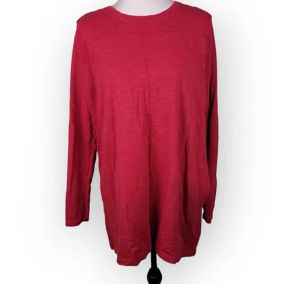 J.Jill Red Textured Tunic Pocket Long Sleeve Large Tall Cozy Lagenlook Holiday - Image 1 of 4