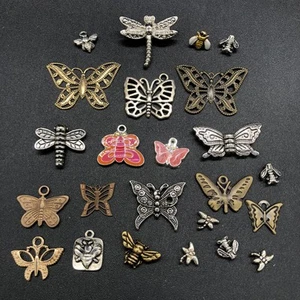 Cross Stitch Embellishment Charms Bundle Insect Dragonfly Butterflies Lot of 20+ - Picture 1 of 21