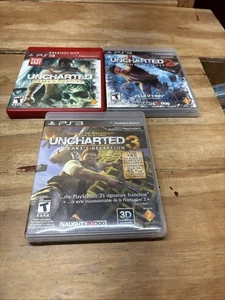 Sony PlayStation 3 PS3 Uncharted Trilogy 1 2 3 Bundle Lot getestet schneller Versand - Bild 1 von 13