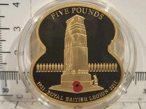 (L1189) £5 Jersey 2011  "Royal British Legion" Poppy  5 Pounds Coin  (e) - Picture 1 of 2