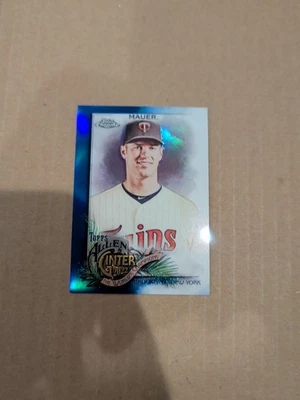 2022 Topps Chrome Allen & Ginter Joe Mauer Blue Refractor  /150 Twins !!! - Image 1 of 2