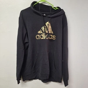 Adidas Hoodie Black Gold Womens XL Fall Sweatshirt Pocket - Picture 1 of 8