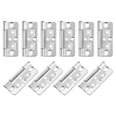 10 pezzi 3x1,4" cerniere per porte non a mortasa placcatura, tono argento - Immagine 1 di 4