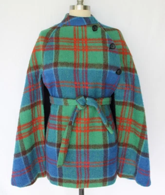 The Tartan Gift Shops Vintage Capa Poncho Capa Tartán Cuadros Lana Chaqueta Abrigo Foto 1 de 4