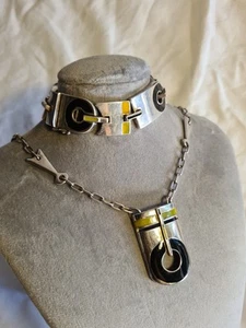 ❤️ VINTAGE UNOAERRE BRACCIALE COLLANA MODERNIST MODERN ART SPACE AGE 60s 70s - Foto 1 di 23