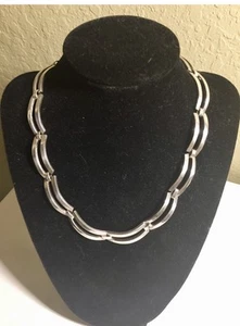 Vintage Taxco TM-117 mexikanische 925 Mexiko Sterlingsilber Modernist Gliederkette 60 g - Bild 1 von 12