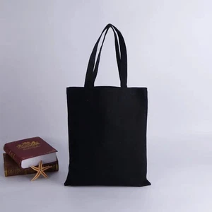 LONG HANDLE Shopping Bag Black tote Bag For Life 100% Cotton Canvas lot - Picture 1 of 7