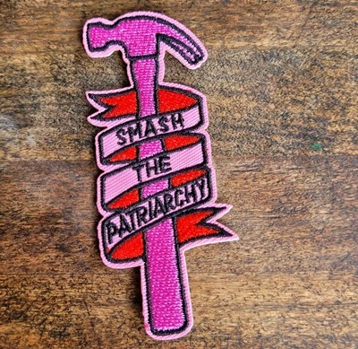 Smash The Patriarchy Feminist Punk Pink Hammer Y2k  Patch - Image 1 of 2